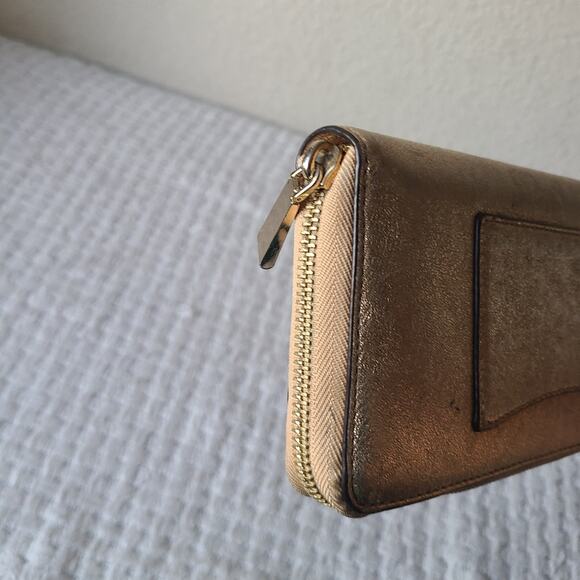 Michael Kors Metallic Gold Zip Around Wallet - Picture 4 of 11